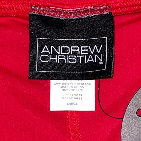 Andrew Christian L (33-35) Adjustable Red Side Cinch Swim Trunks 70114 - Picture 7 of 10